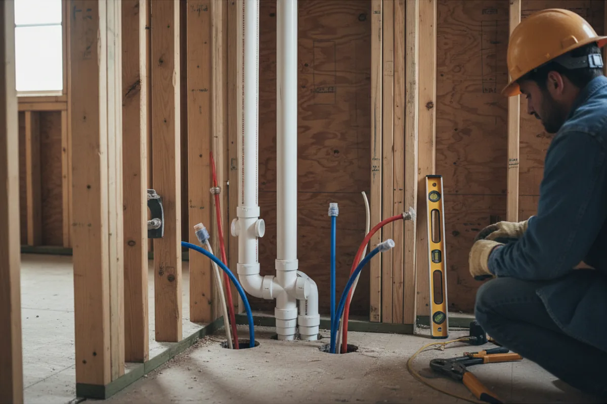 Drain and supply rough-in during Leak Detection in Polo